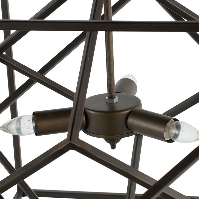 Black Three Light Chandelier and Ceiling Mount
