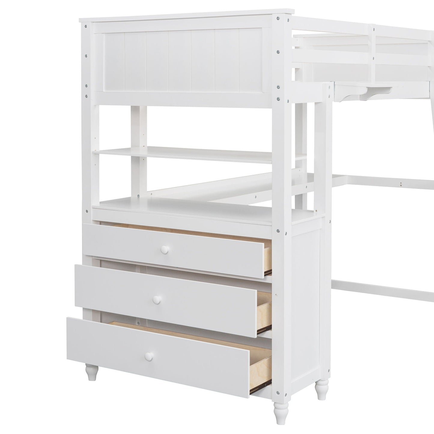 Space Saving Loft Bed with Desk and Drawers