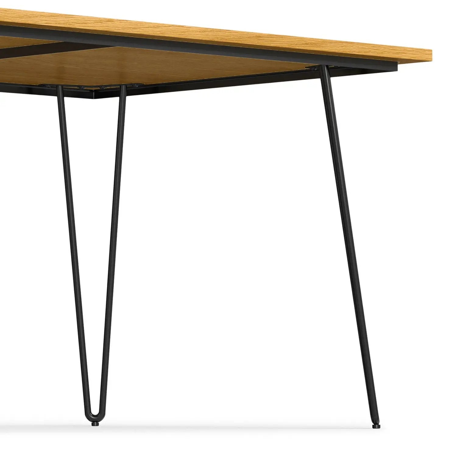 Hunter Square Tabletop Dining Table with light oak top and slim black metal legs on Tampa Home & Garden Store