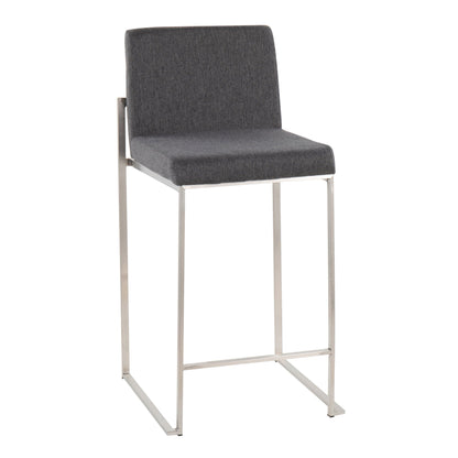 Counter stool contemporary high-back, padded back, dark gray fabric, chrome frame on Tampa Home & Garden Store