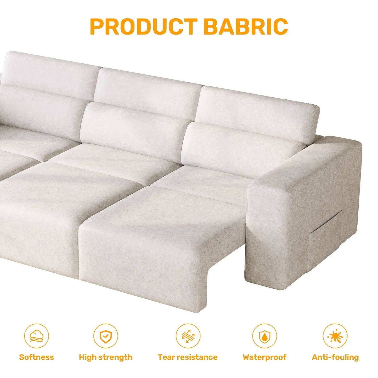 3 Seater power reclining sofa in cream fabric with wireless charging and remote control on Tampa Home & Garden Store