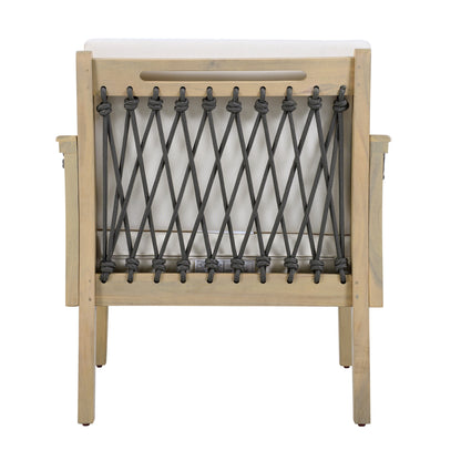 Acacia Wood Club Chair with Handwoven Rope