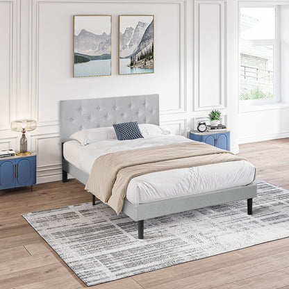 Modern Upholstered Bed Frame with Headboard