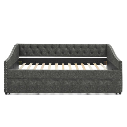 Upholstered Daybed USB Charging and Pull Out Bed
