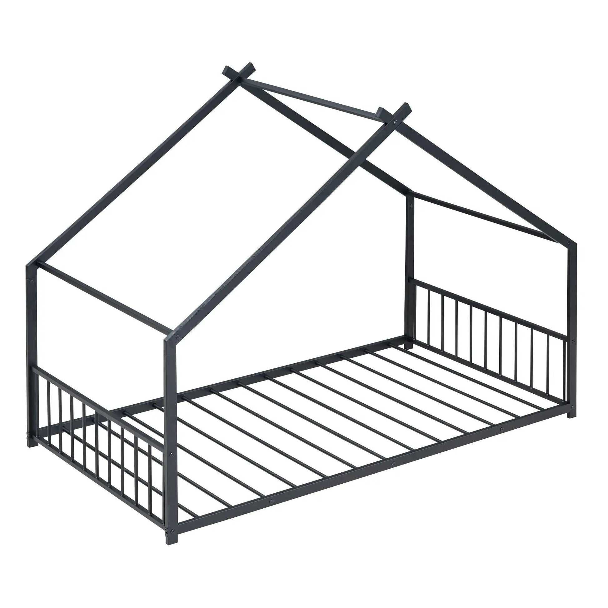 Metal House Bed canopy frame with dark finish and square posts by Unique Piece Furniture on Tampa Home & Garden Store