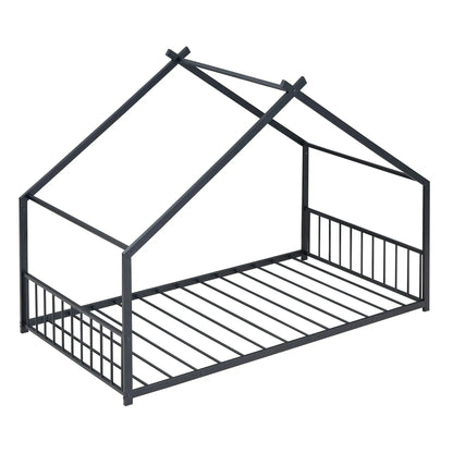 Metal House Bed canopy frame with dark finish and square posts by Unique Piece Furniture on Tampa Home & Garden Store