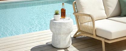 Modern Patio Accent Table with Cracked Finish