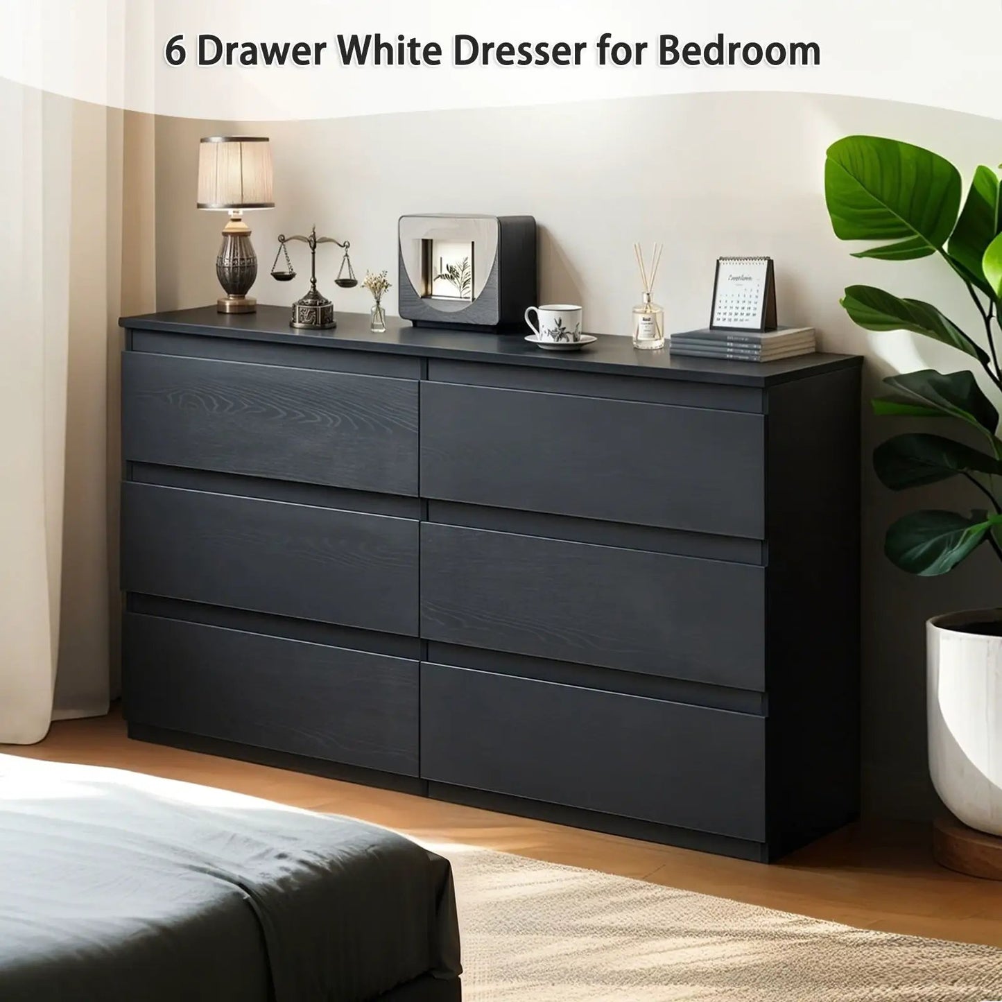 Six Drawer Dresser with Spacious Countertop