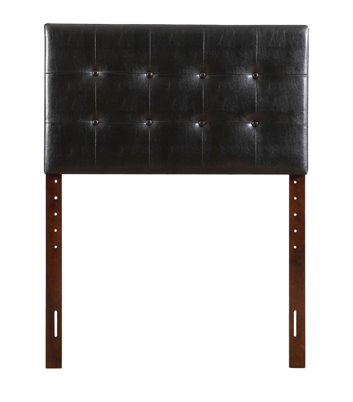 Upholstered black headboard with grid tufting and round buttons, height adjustable on Tampa Home & Garden Store