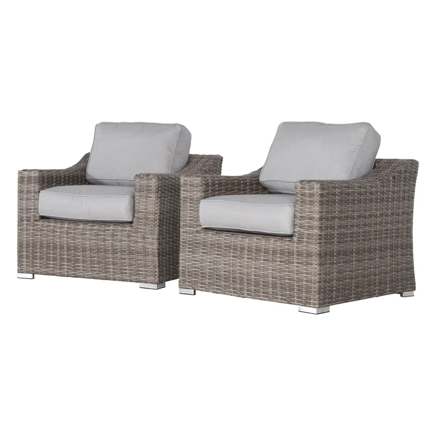 Patio chairs with cushions, wicker arm chairs, HouseOfZazla outdoor furniture, gray cushions on Tampa Home & Garden Store