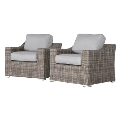 Patio chairs with cushions, wicker arm chairs, HouseOfZazla outdoor furniture, gray cushions on Tampa Home & Garden Store