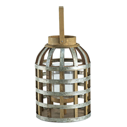 Decorative lantern with handle, wooden frame and metal bands, indoor/outdoor use HouseOfZazla on Tampa Home & Garden Store