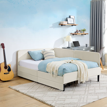 Upholstered Platform Sofa Bed with Drawers