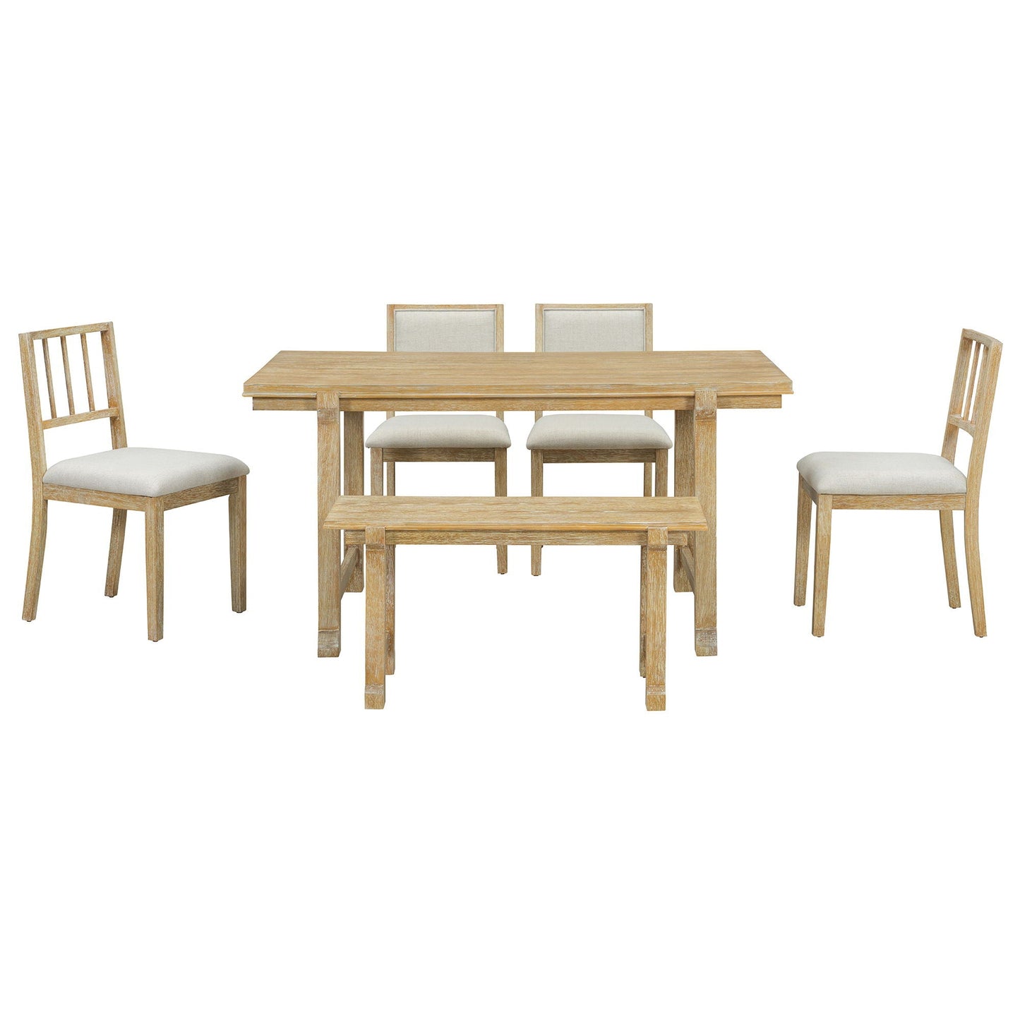 Rubber Wood Six Piece Kitchen and Dining Set