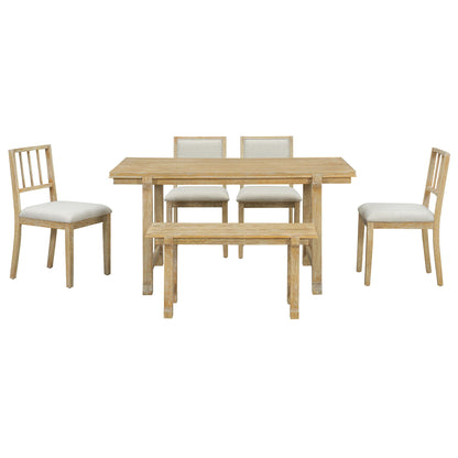 Rubber Wood Six Piece Kitchen and Dining Set