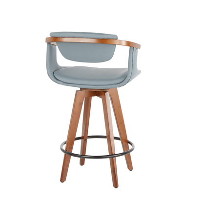 Mid Century Modern counter height stool with swivel gray upholstered seat and back; copper band on Tampa Home & Garden Store