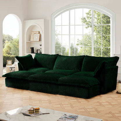 Slipcovered Sofa with a Soft Ottoman Set for Home