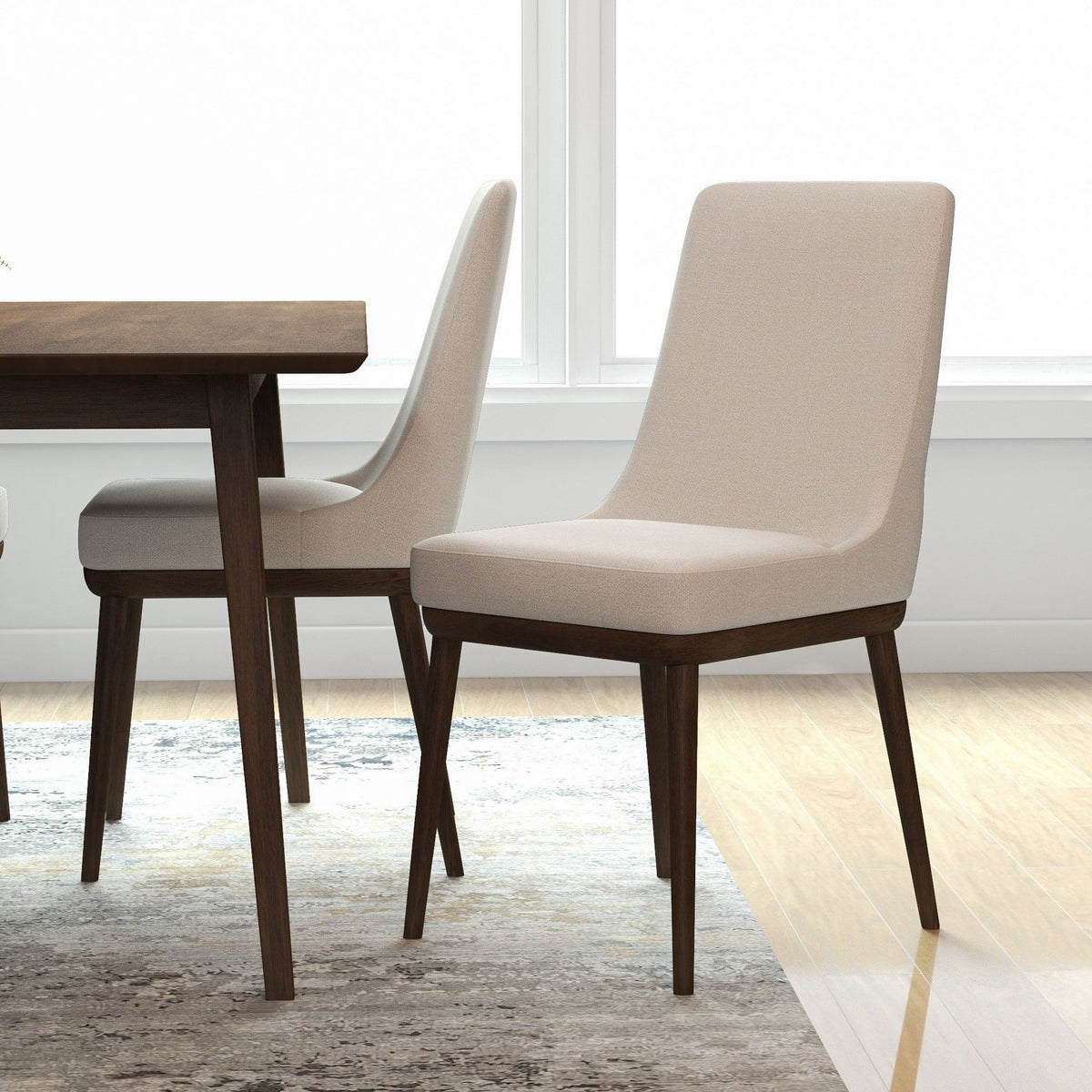 Mid-Century dining chairs set of 2 beige upholstery with solid wood legs HouseOfZazla on Tampa Home & Garden Store