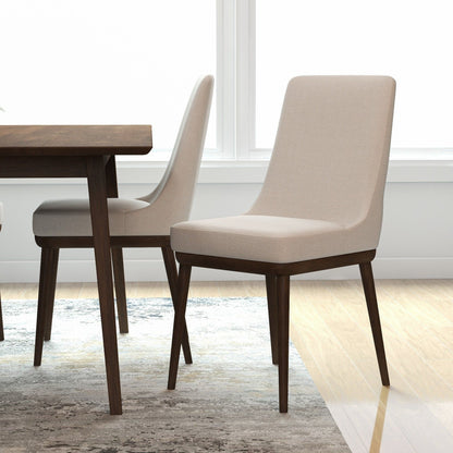 Mid-Century dining chairs set of 2 beige upholstery with solid wood legs HouseOfZazla on Tampa Home & Garden Store