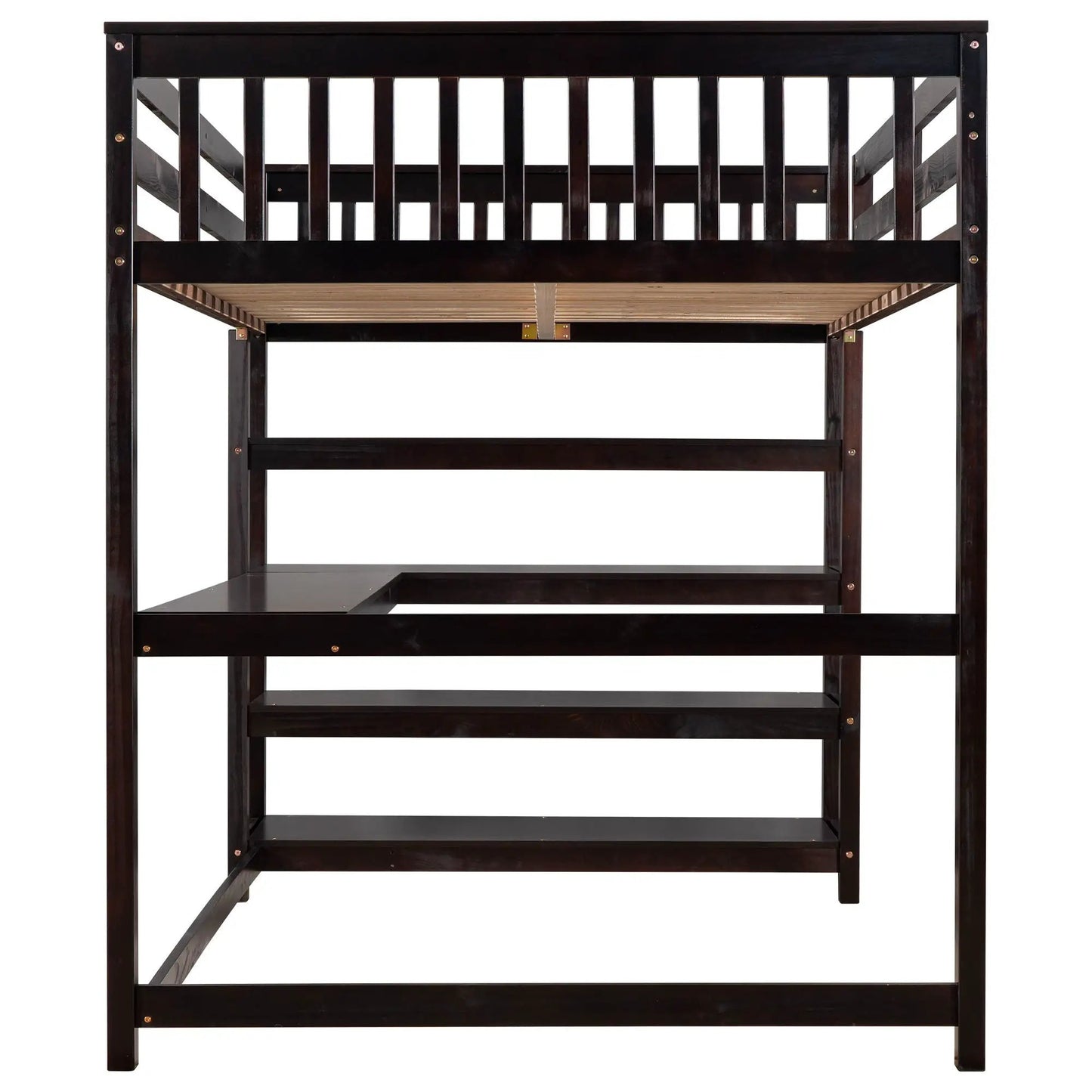 Loft Bed with Storage Shelves and Under Bed Desk