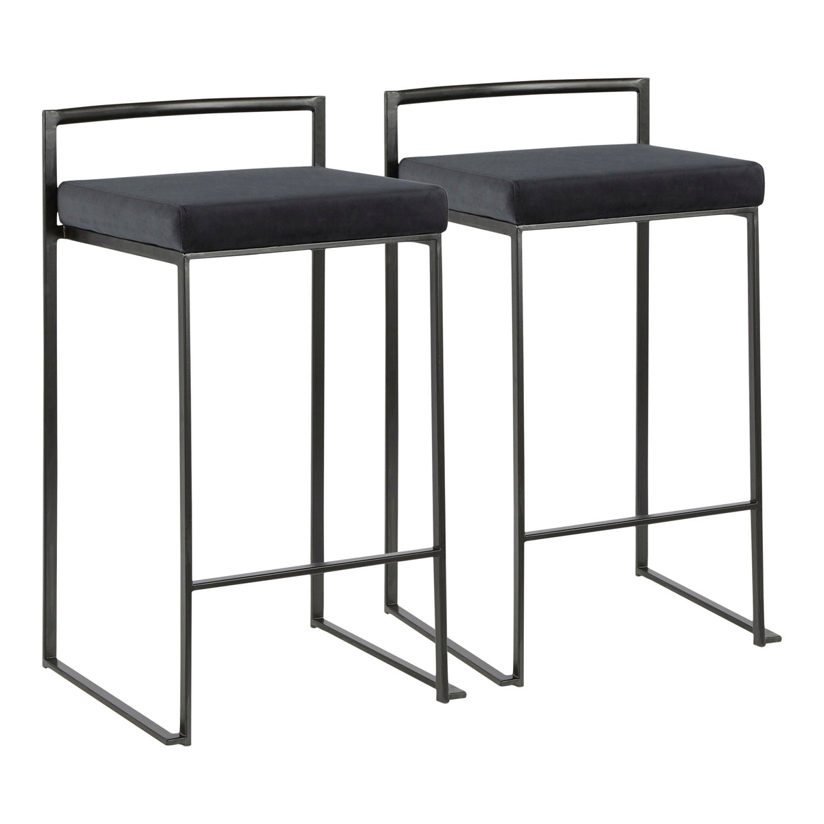 Stackable counter stools with cushioned dark gray seats and metal frames, set of 2 HouseOfZazla on Tampa Home & Garden Store