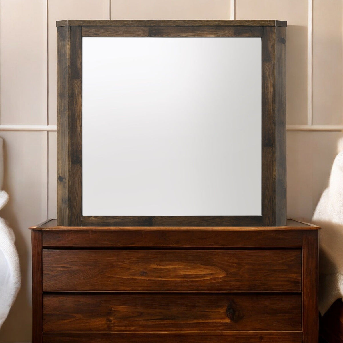 Rustic walnut wood-framed wall mirror by HouseOfZazla on Tampa Home & Garden Store