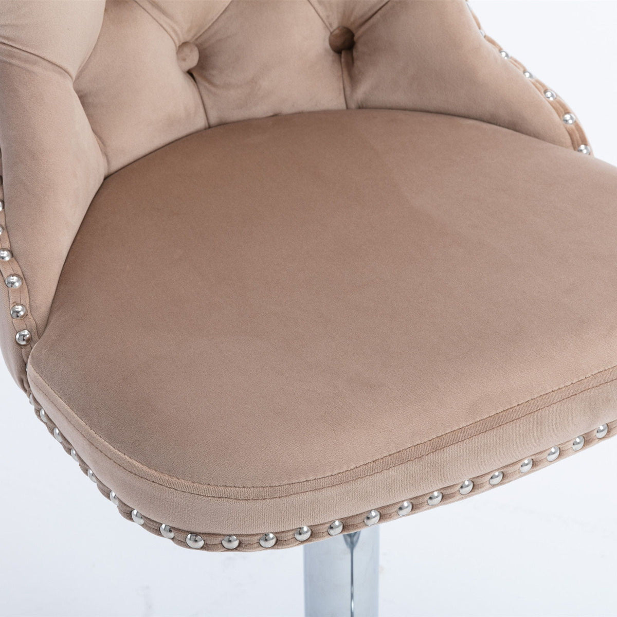 Swivel height barstools set of 2 in tan suede with nailhead trim HouseOfZazla on Tampa Home & Garden Store
