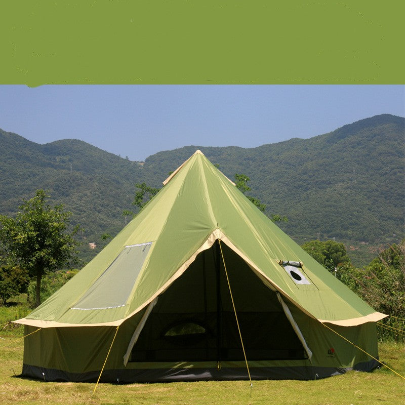 Yurt tent for camping, pyramid olive green canvas with front entry and window, My Store on Tampa Home & Garden Store