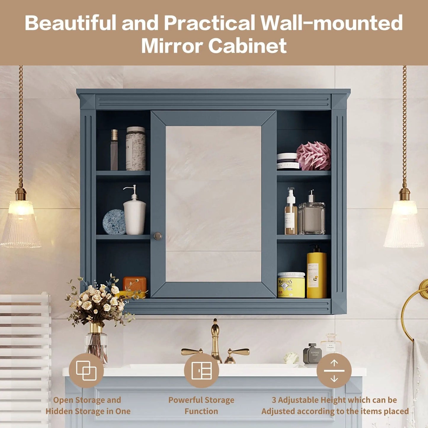 Wall Mounted Bathroom Storage Cabinet With Mirror