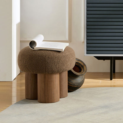 Versatile Mushroom Stool With Cushion and Walnut