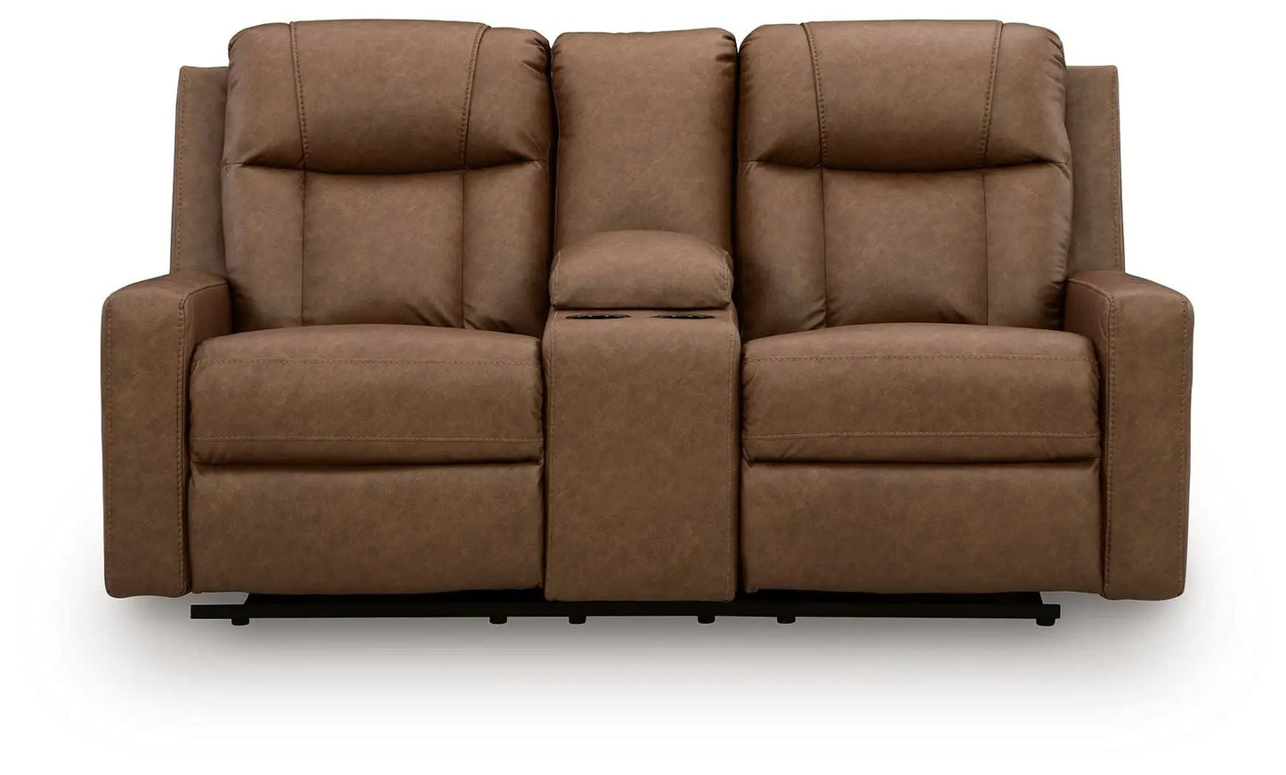 Double Reclining Loveseat With Console Caramel