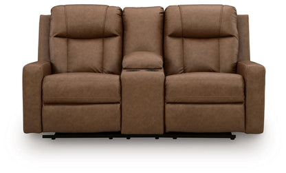 Double Reclining Loveseat With Console Caramel