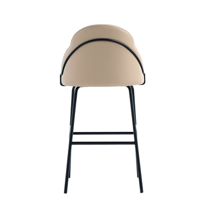 Gracie Upholstered Barstool beige with black metal frame, bar height 28–30 in HouseOfZazla on Tampa Home & Garden Store