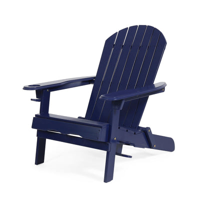 Zenithia outdoor foldable Adirondack chair navy blue with 2 cup holders by HouseOfZazla on Tampa Home & Garden Store