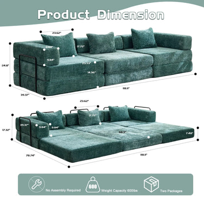 Convertible floor sofa bed futon modular sectional teal by Unique Piece Furniture on Tampa Home & Garden Store