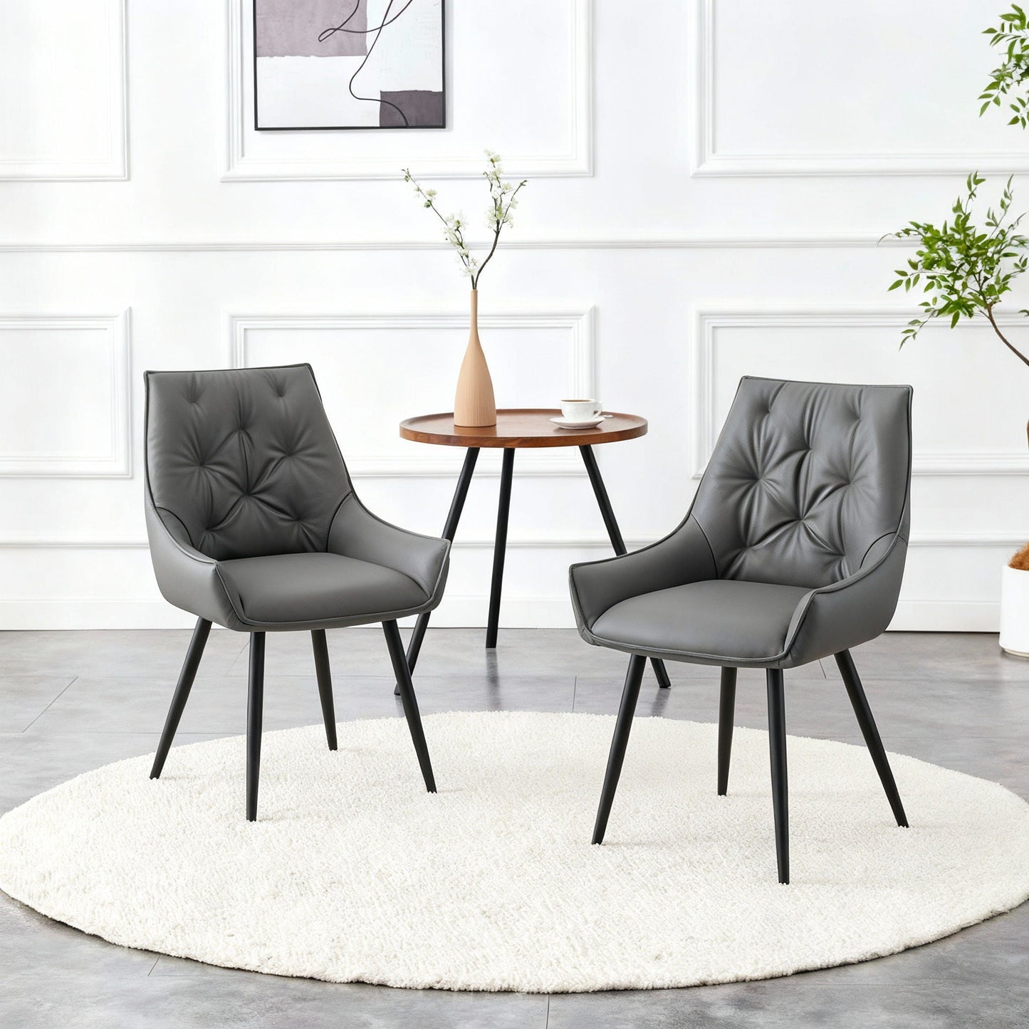 Dark Gray Flat Back Dining Chairs and Soft Touch