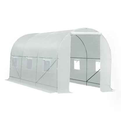 14.7 Ft x 6.5 Ft Outdoor Greenhouse w/ Heavy Duty Steel Frame and White PE Cover - Tampa Home & Garden Store