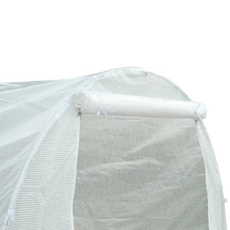14.7 Ft x 6.5 Ft Outdoor Greenhouse w/ Heavy Duty Steel Frame and White PE Cover - Tampa Home & Garden Store