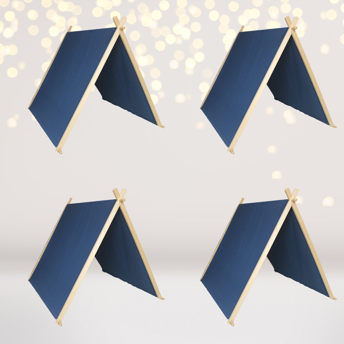Kids A-Frame Tents with Lights 4-pack blue fabric wood frames by Chicky Chicky Bling Bling on Tampa Home & Garden Store