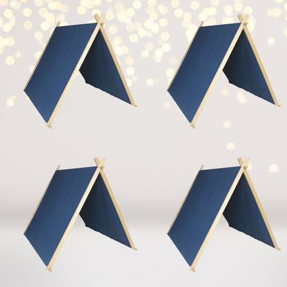 Kids A-Frame Tents with Lights 4-pack blue fabric wood frames by Chicky Chicky Bling Bling on Tampa Home & Garden Store