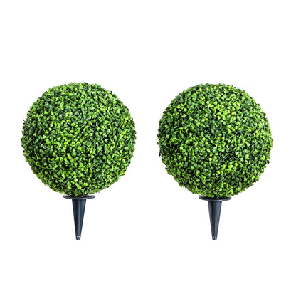 14” Artificial Boxwood Ball Topiary with Integrated Ground Stake UV Resistant - Tampa Home & Garden Store