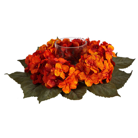 14” Autumn Hydrangea Artificial Candelabrum Arrangement - Tampa Home & Garden Store
