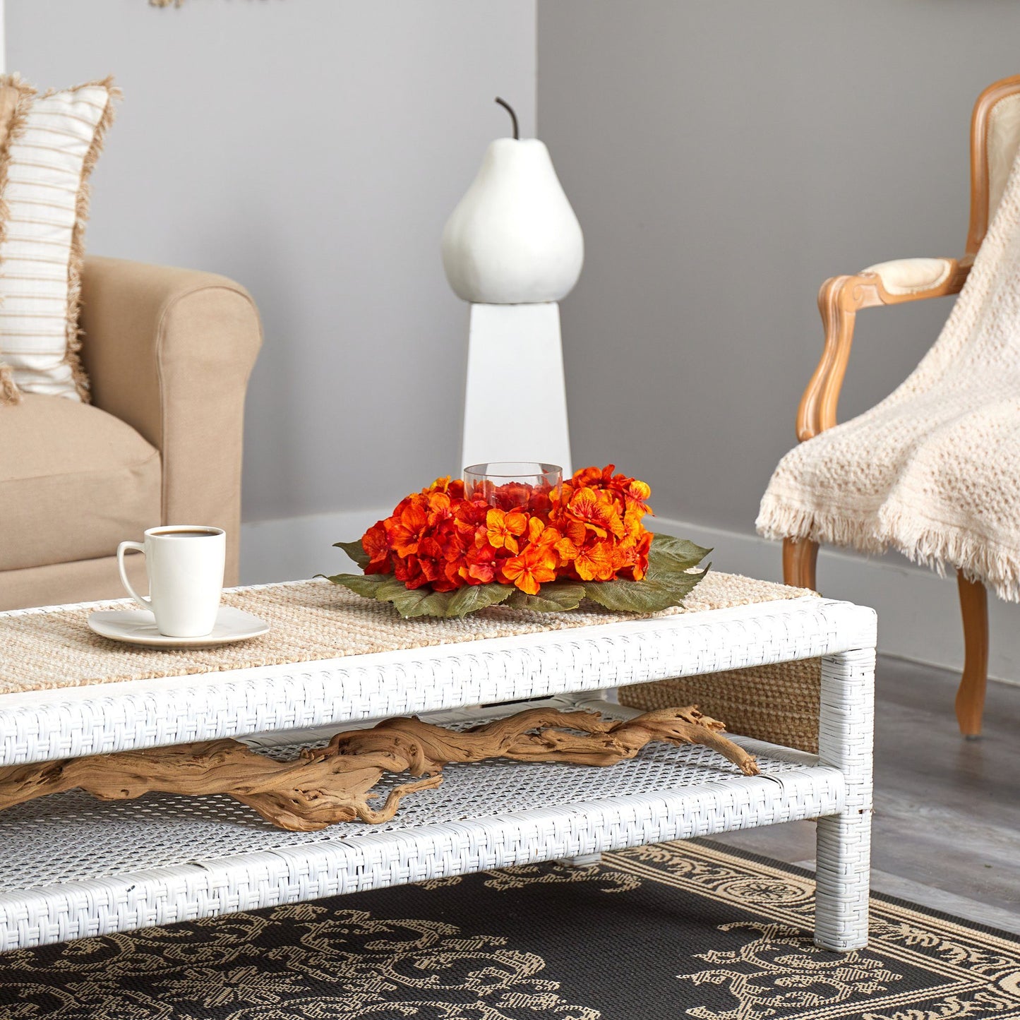 14” Autumn Hydrangea Artificial Candelabrum Arrangement - Tampa Home & Garden Store