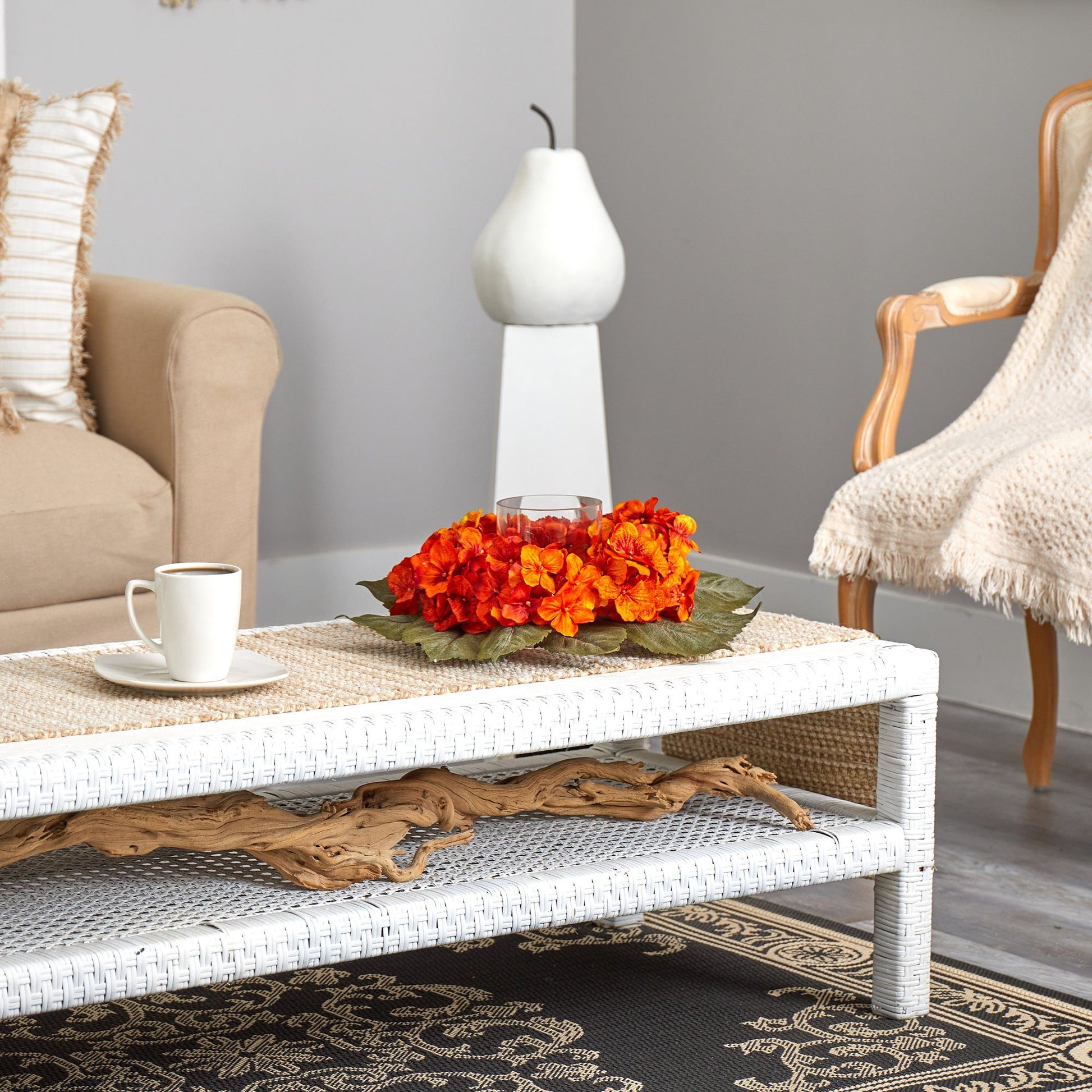 14” Autumn Hydrangea Artificial Candelabrum Arrangement - Tampa Home & Garden Store