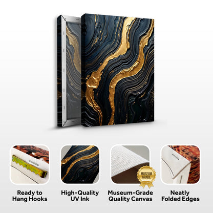 Modern Golden Lava Flow Canvas by Tailored Canvases — dark blue with gold marbled veins on Tampa Home & Garden Store