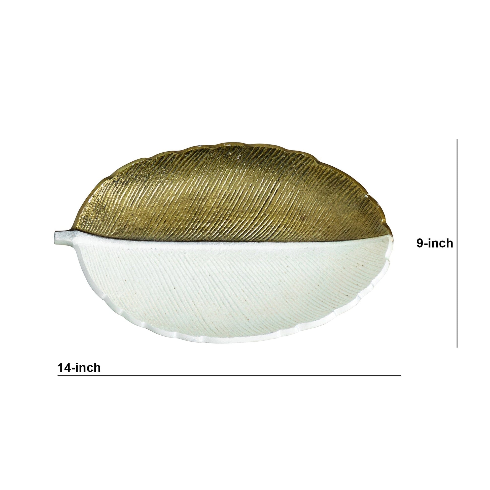 14" Gold and White Leaf Decorative Accent - Tampa Home & Garden Store