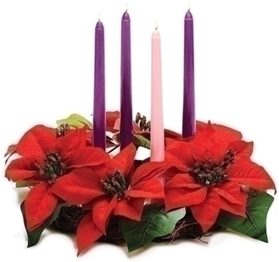 14 Inch Advent Wreath Poinsettia Candle Holder - Tampa Home & Garden Store