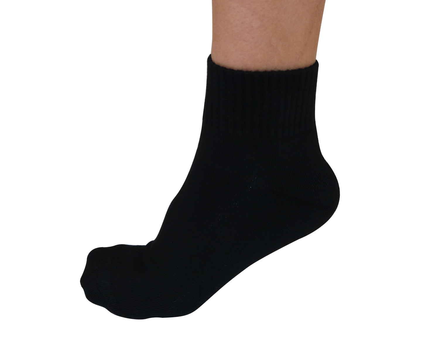 1/4 Crew Bamboo Viscose Sock in black on foot on Tampa Home & Garden Store