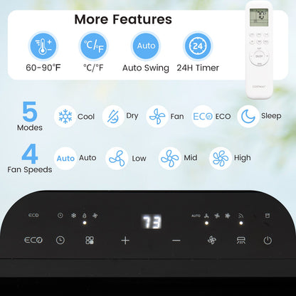 Aire acondicionado portátil con inversor de 14000 BTU, 3 en 1, con Wifi, color blanco