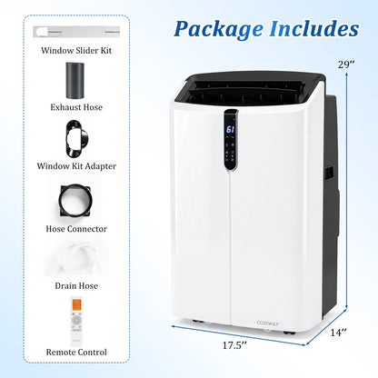 DirectDeals 14000 BTU smart portable AC in white with digital display; includes six accessories on Tampa Home & Garden Store